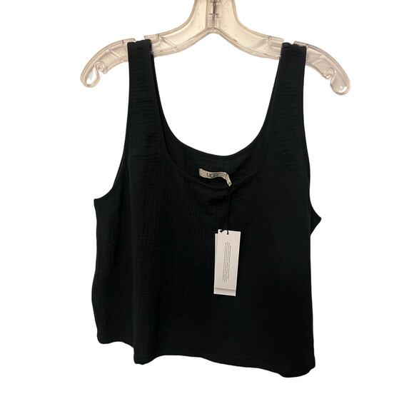 New UGG Cinthina black cotton gauze lightweight crop top size Large. - Picture 1 of 8